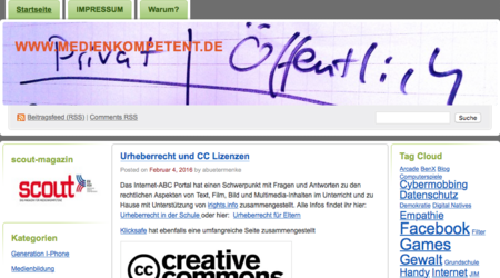 Screenshot von der Startseite der Webseite medienkompetent.de