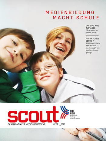 Das Coverbild von scout 2/2015 zum Thema Medienbildung macht Schule.