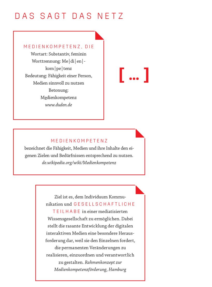 Grafik verschiedener Definitionen von Medienkompetenz aus dem Netz