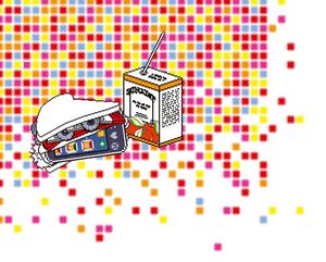 Illustration eines Sandwiches belegt mit einem Smartphone