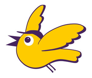 Ein goldener Spatz im Comicstil. Das Logo des Festivals