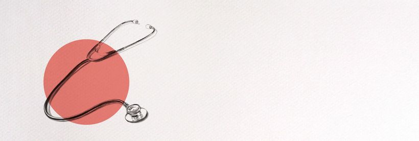 Abbildung eines Stethoskops auf einem roten Kreis